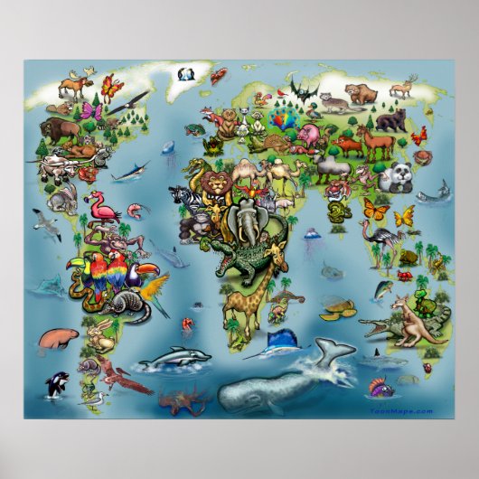 動物世界地図 ポスター (正面)
