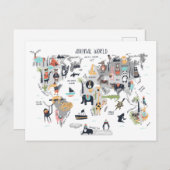動物世界地図 ポストカード (正面/裏面)