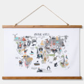 動物世界地図 吊り下げ型タペストリー (正面)