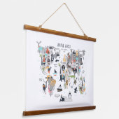 動物世界地図 吊り下げ型タペストリー (傾斜あり)