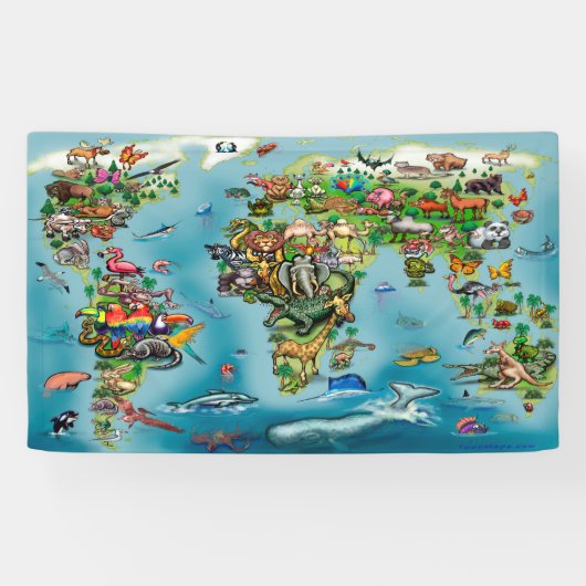 動物世界地図 横断幕 (横)