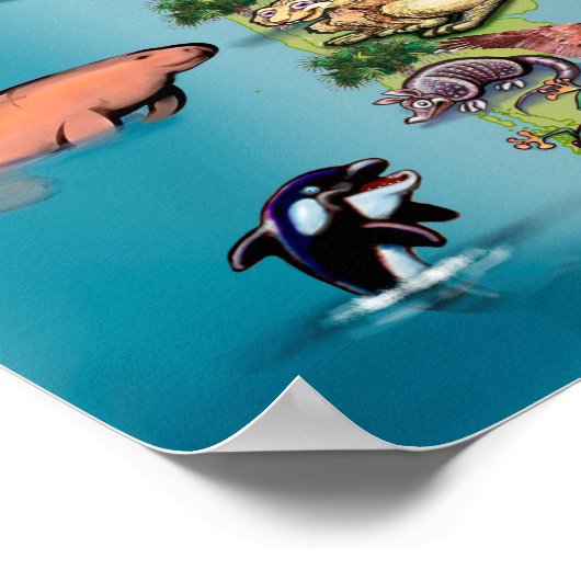 動物世界地図HUGEポスター ポスター (角)