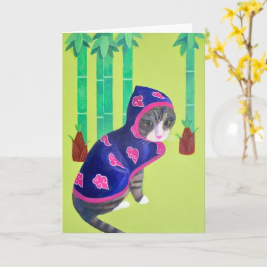 動物交配竹猫 カード (黄色い花)