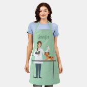 動物付き獣医名前をカスタムする エプロン (着用した状態)