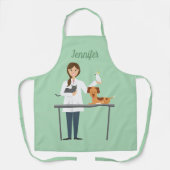 動物付き獣医名前をカスタムする エプロン (正面)