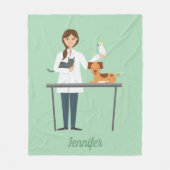 動物付き獣医名前をカスタムする フリースブランケット (正面)