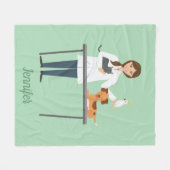 動物付き獣医名前をカスタムする フリースブランケット (正面(横))