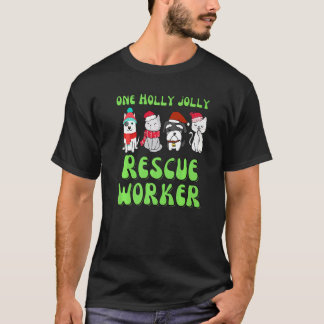 動物保護施設の職員 ペット クリスマス 犬 猫 保護施設 Tシャツ