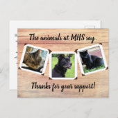 動物保護施設 三枚組写真テンプレート 感謝 ポストカード (正面/裏面)