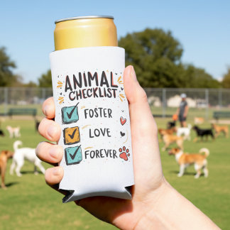 動物保護活動の愛をいつまでも チェックリスト ギフト スリム缶クーラー