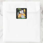 動物動物園の動物の誕生日パーティー スクエアシール (バッグ)