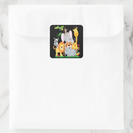 動物動物園の動物の誕生日パーティー スクエアシール (バッグ)