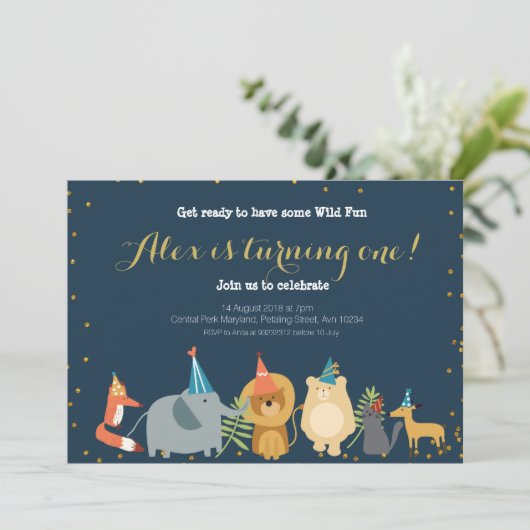 動物動物園誕生日招待状 招待状 (スタンド正面)