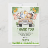 動物動物園誕生日4thありがとうフラットカード サンキューカード (正面)