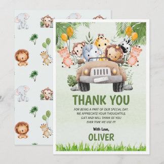 動物動物園誕生日4thありがとうフラットカード サンキューカード