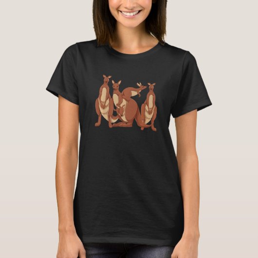 動物動物愛護オーストラリア動物かわいいカンガルー Tシャツ (正面)