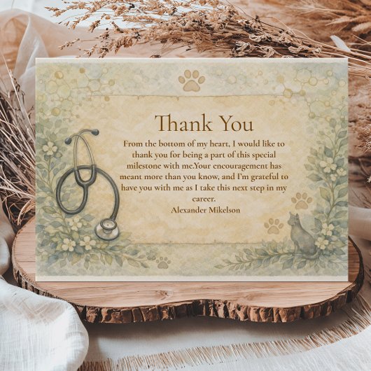 動物医学白衣卒業パーティー サンキューカード