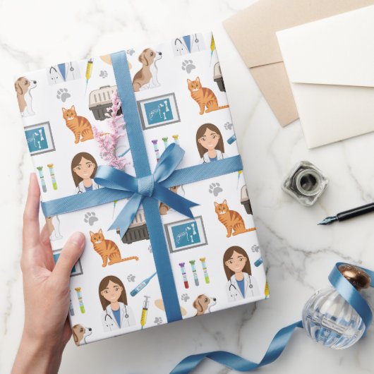 動物医療獣医師パターン ラッピングペーパー (ギフト)
