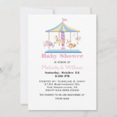 動物回転木馬ベビーガールシャワー招待状 招待状 (正面)