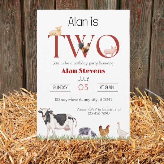 動物園で大騒ぎ: 2歳の誕生日を祝おう！ 招待状