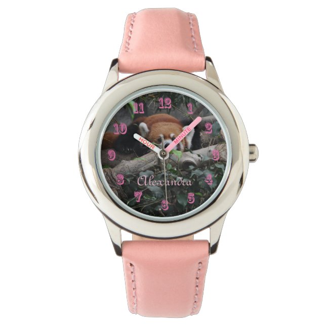動物園で注意を引く赤いパンダ 腕時計 (正面)