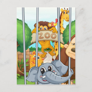 動物園と動物 ポストカード