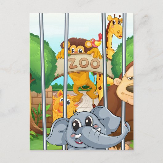 動物園と動物 ポストカード (正面)