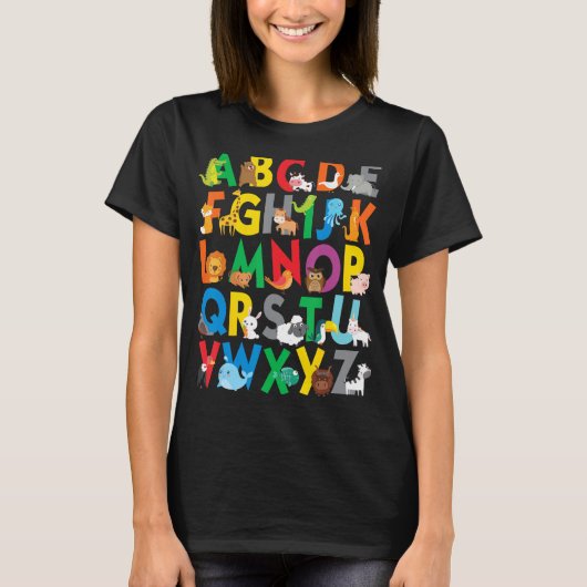動物園のアニマルアルファベッ学トシャツABCs for boys, Tシャツ (正面)