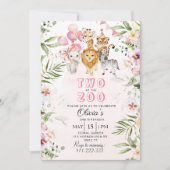 動物園のサファリの誕生日の招待状で2人 招待状 (正面)