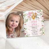 動物園のサファリの誕生日の招待状で2人 招待状