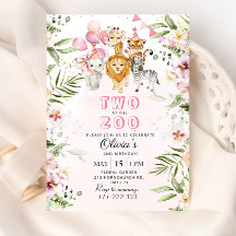 動物園のサファリの誕生日の招待状で2人