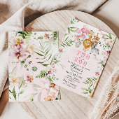 動物園のサファリの誕生日の招待状で2人 招待状