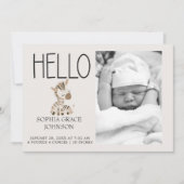 動物園のサファリ保育園の動物 赤ちゃんのお知らせ 招待状 (正面)