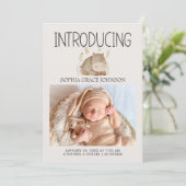 動物園のサファリ保育園の動物 赤ちゃんのお知らせ 招待状 (スタンド正面)