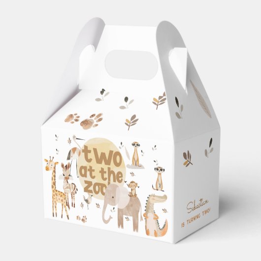 動物園のサファリ動物で2つ第2子供の誕生日 フェイバーボックス (裏面サイド)