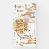 動物園のサファリ動物で2つ第2子供の誕生日 横断幕 (縦)