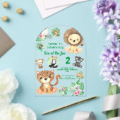 動物園のジャングル動物2頭  キッズの誕生日 アクリル招待状 (インサイチュ (ウェディング))