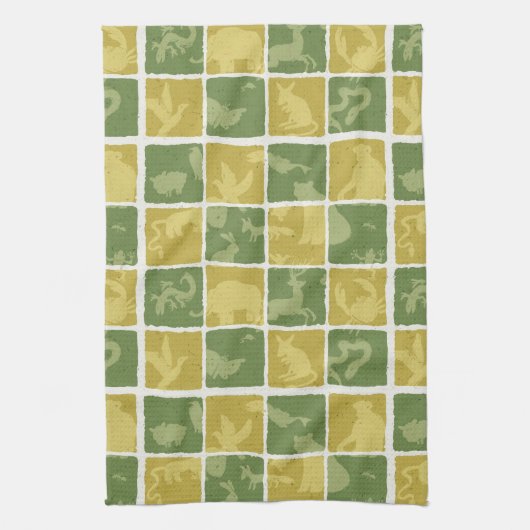 動物園のテーマパターン キッチンタオル (縦)