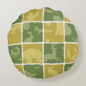 動物園のテーマパターン ラウンドクッション (裏面)