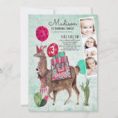 動物園のパーティー誕生日 |ラマ |招待状 招待状 (正面)