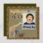 動物園のワイルドサファリ 誕生日 写真招待状 招待状 (正面/裏面)