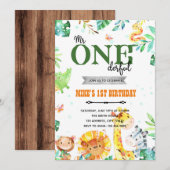 動物園の不思議な誕生日招待状 招待状 (正面/裏面)