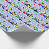 動物園の列車動物の原色の包装紙 ラッピングペーパー (角)