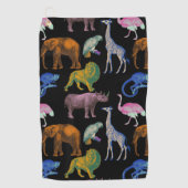 動物園の動物がア鮮やかートポップ・アートの動物愛好家 ゴルフタオル (正面)