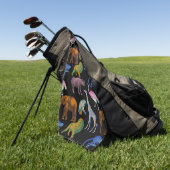 動物園の動物がア鮮やかートポップ・アートの動物愛好家 ゴルフタオル (グリーン)