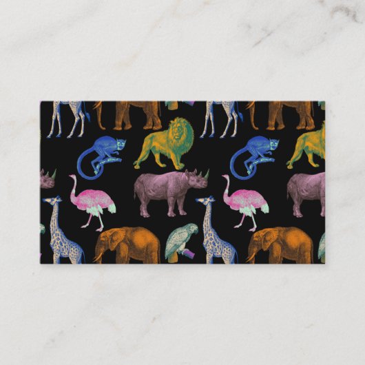 動物園の動物がア鮮やかートポップ・アートの動物愛好家 名刺 (正面)