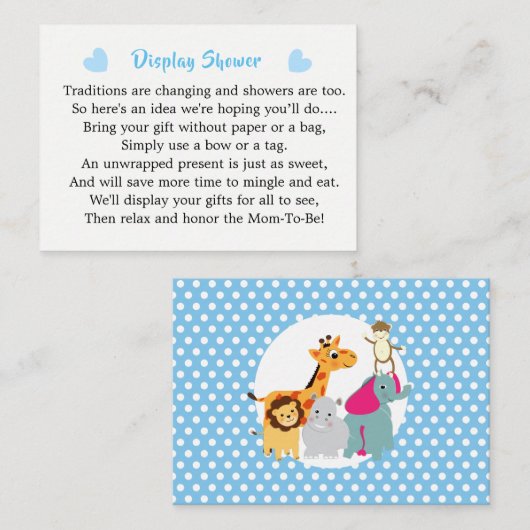 動物園の動物たちがかわいい赤ちゃんのシャワーをシャワーで見せる エンクロージャーカード (正面/裏面)
