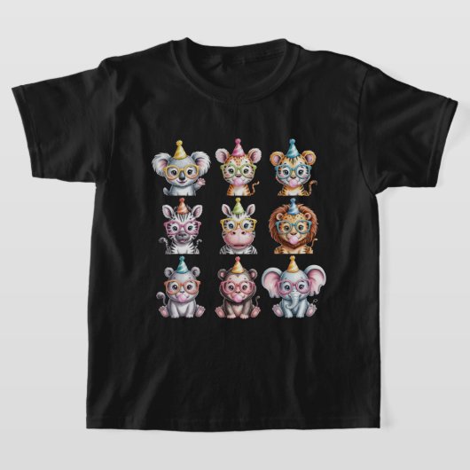 動物園の動物たちとお誕生日パーティ Tシャツ (レイダウン)
