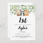 動物園の動物たちのお誕生日おめでとう！ 招待状 (正面/裏面)