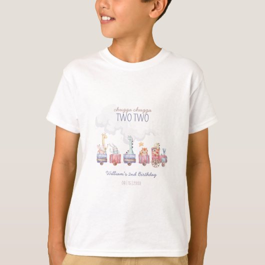 動物園の動物たち トイ・トレインのバースデーパーティ招待状 Tシャツ (正面)
